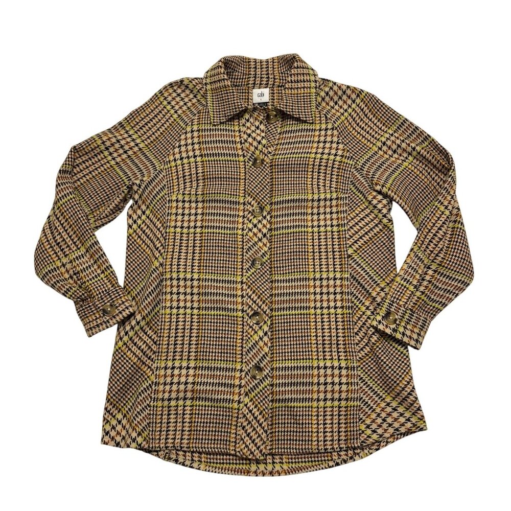 Cabi Yorkshire Shacket Jacket Siz S Houndstooth Plaid Brown Academia Preppy 4298